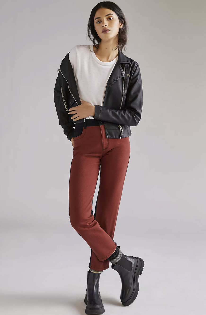 Anthropologie Maeve Colorblock Straight Jeans - New - 29 Waist